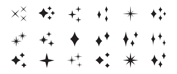 Naklejka premium Star glyph icon set.Illustration featuring a diverse collection of stars.Vector illustration