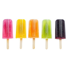 popsicle with different flavors and colors isolated on a white background, png transparent