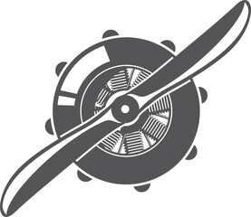 Avia propeller drawing. Retro rotating aircraft turbine © MicroOne