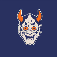 Fototapeta premium Japanese Demon Oni Mask Logo Design vector illustration 