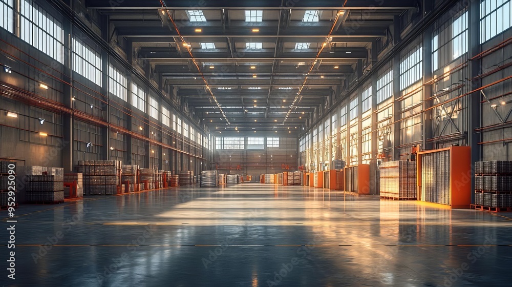 Poster a modern warehouse where aidriven inventory analytics, machine learning integration, and realtime in