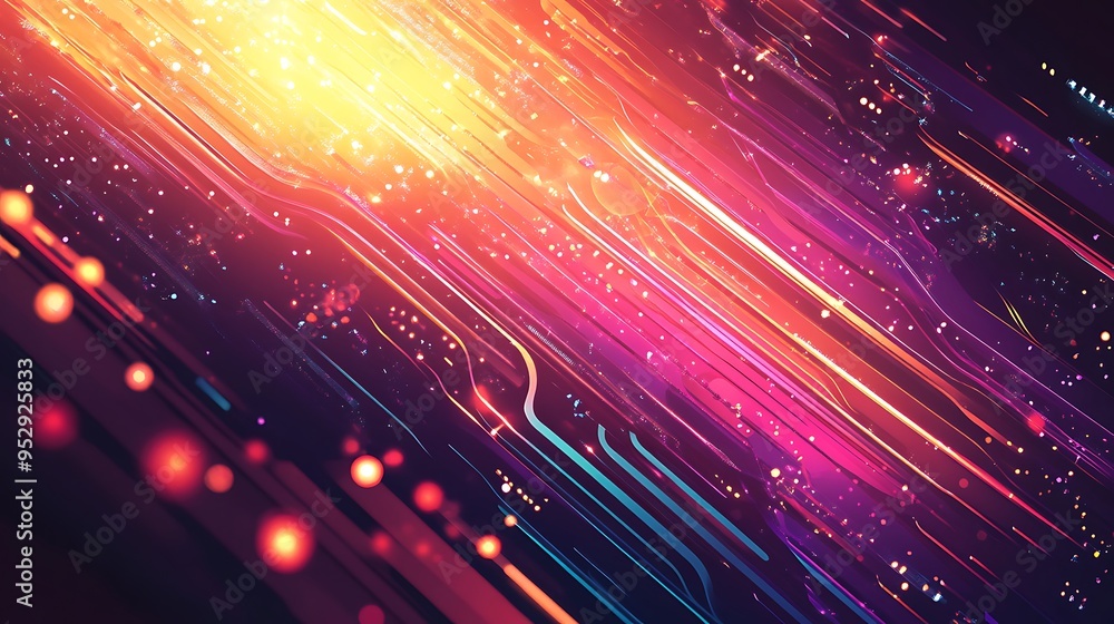Poster abstract diagonal lines with bright colors and bokeh