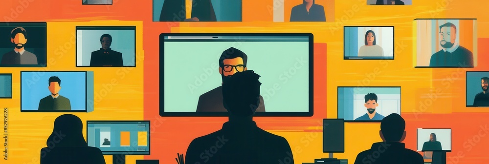 Leinwandbilder a diverse group of people is actively participating in a virtual meeting, sharing their thoughts via