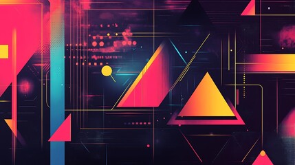 Abstract Geometric Artwork with Vibrant Colors and Lines