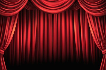 Fototapeta premium Red Stage Curtains Open Dramatic Theater Background