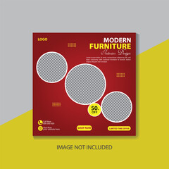 Furniture business social media post template Premium Vector