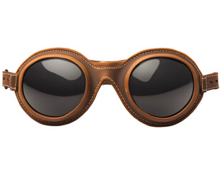 Brown aviator glasses isolated on transparent background. Aircraft travel transportation flight uniform, retro military army pilot profession occupation, vintage journey
