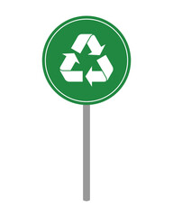 Vector Recycle Sign On Flat Pole
