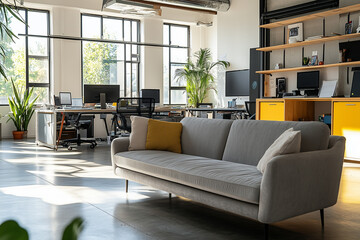 High-Tech Modern Home with a Silver Faux Suede Futon