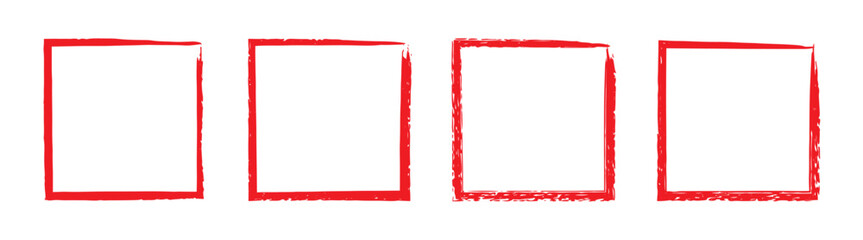 Vector Set Of Red Grunge Square Frames