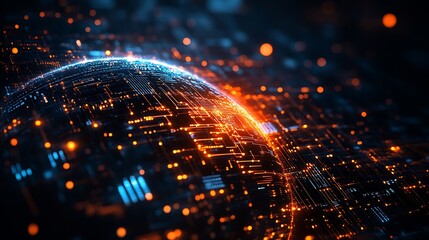 Fototapeta premium A futuristic technology backdrop with glowing circuits and dynamic lines.