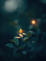Obraz premium Firefly isolated on summer background