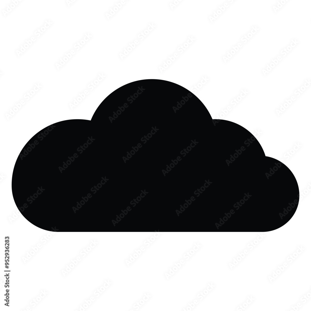 Poster cloud vector icon. symbol for forecast and online data storage. black silhouette. the image is simpl