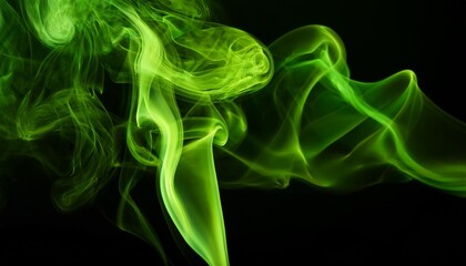 green smoke on black background by generative ai