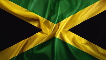 striking flag of jamaica flowing boldly against a deep black background