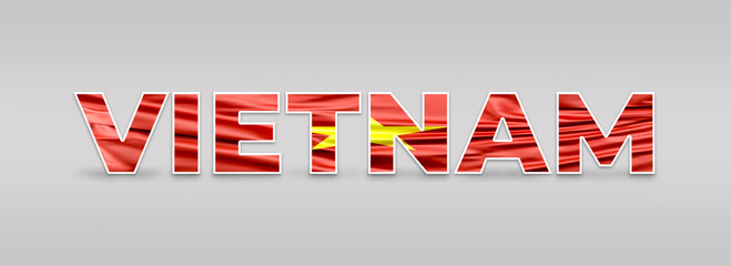 Vietnam Text Effect. Fill with Vietnam Flag. Isolated On White Background. Flag, Text, Effect, Vector, Isolated, Background