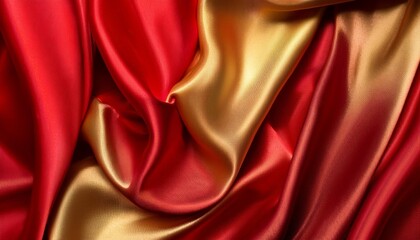 Obraz premium satin texture red and gold fabric background illustration silk backdrop generative ai