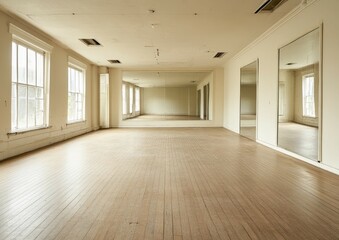 Fototapeta premium Spacious Dance Studio with Large Mirrors and Natural Light
