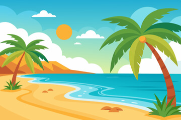 Sunny Beach Paradise Palm Trees and Gentle Waves for Ultimate Relaxation