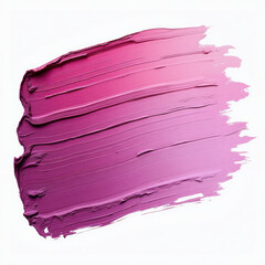 Thick pink and purple acrylic oil paint brush stroke isolated on white background