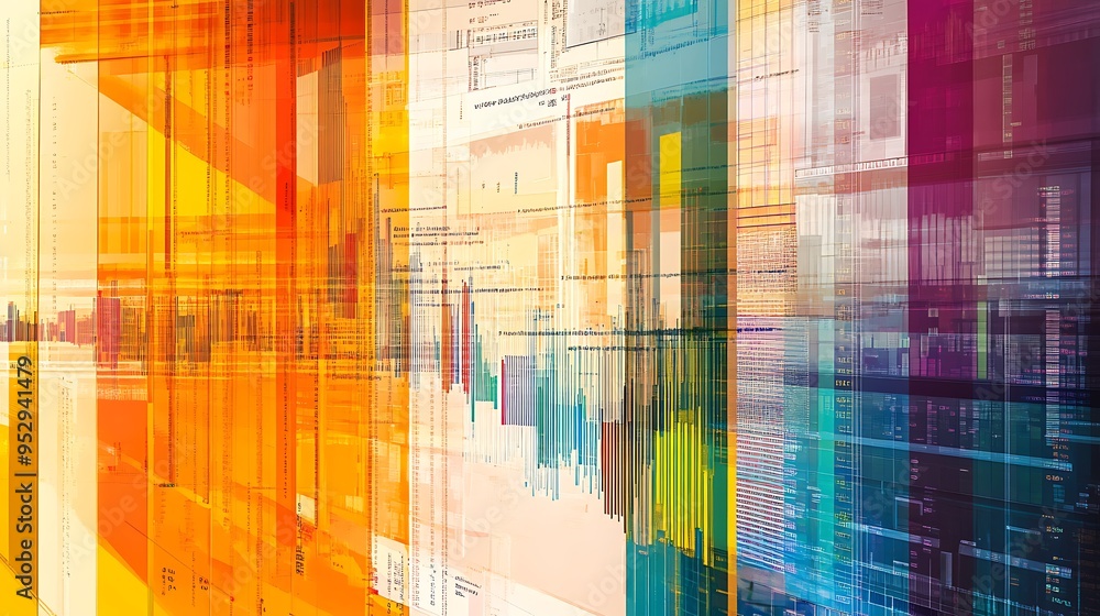 Aufkleber abstract digital cityscape with layers of data and information