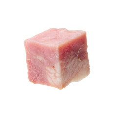 Cube of raw bacon isolated on white