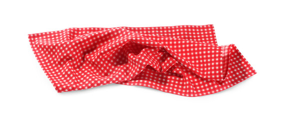 Red checkered picnic tablecloth isolated on white