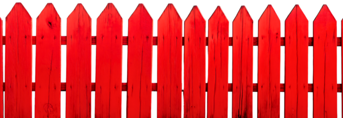 Isolated red wooden fence, a classic garden security and protection barrier wall, vintage wood design, perfect for rural and countryside home, safety boundary board and entrance to a yard pasture