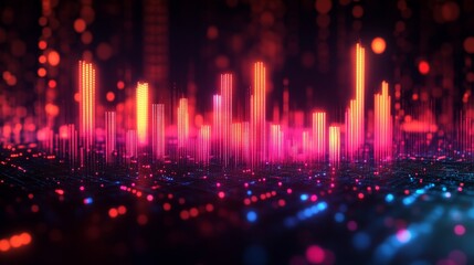 Dynamic Digital Bar Graph Showcasing Company Performance Metrics on a Virtual Dashboard