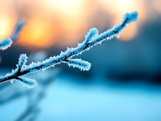 Obraz premium Frozen Crystalline Branches in Crisp Winter Atmosphere with Clinical Medical Aesthetic