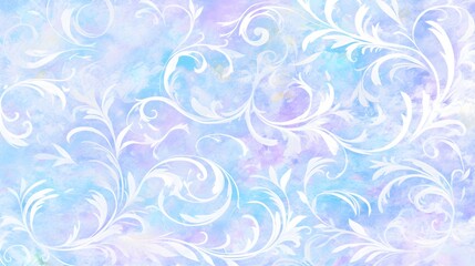 Blue and Purple Watercolor Floral Pattern.