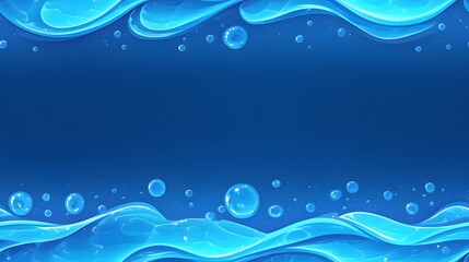 Abstract Blue Water Waves with Bubbles Background.