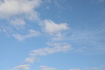Beautiful view of blue sky with fluffy clouds