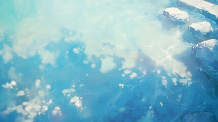 Abstract Blue Water Background with Rocks.