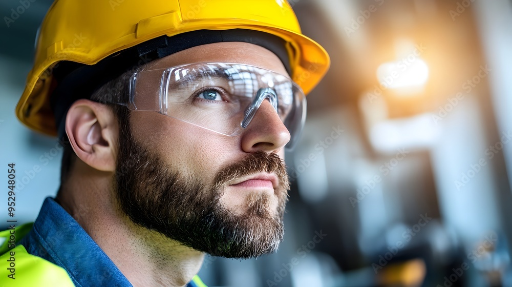 Poster wind turbine engineer carefully adjusting controls inside turbine hub with focused expression