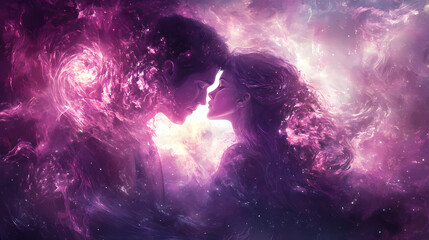 Shared dreams with a soulmate ethereal energy. Ethereal. Illustration