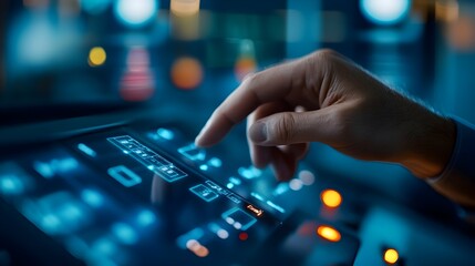 Wind Turbine Engineer Adjusting Digital Interface for Efficient Sustainable Energy Production