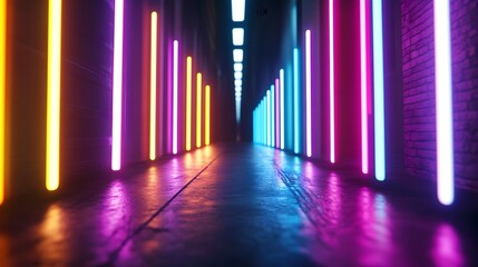 Illuminated Abstract Neon Sign Pulsing with Energy Representing Sleek Contemporary Urban Atmosphere