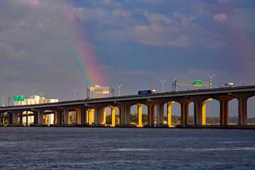 rainbow over bridge