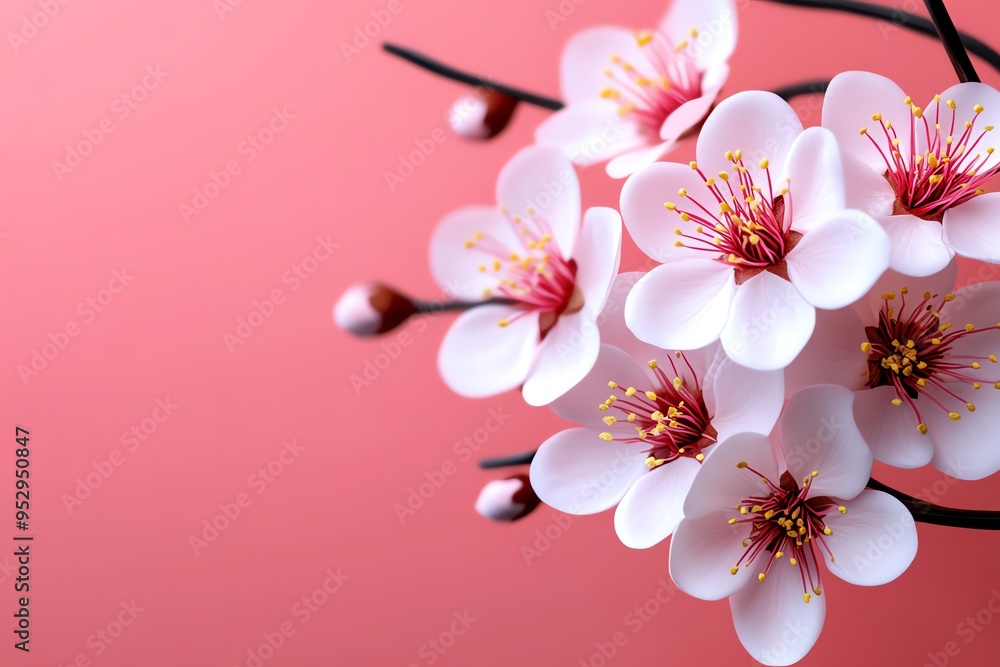 Poster peach blossom minimalistic art with soft hues and simple shapes, depicted in an artwork where peach 