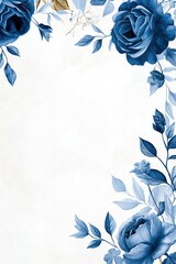 Elegant Blue Floral Invitation Design with White Background