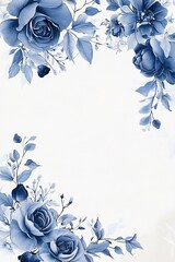 Elegant Blue Floral Invitation Design with White Background