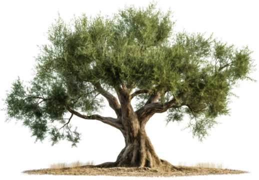 Isolated olive tree in nature showcases beautiful green leaves and branches, a fresh botanical plant that highlights of organic growth and lush foliage against a transparent background