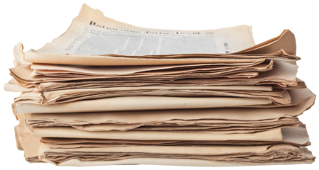 Isolated newspaper page on transparent background, daily press and journalism, featuring a blank media article for publication, propaganda communication and information