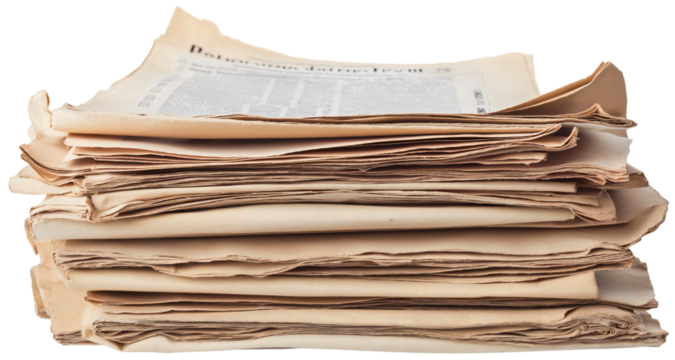 Isolated newspaper page on transparent background, daily press and journalism, featuring a blank media article for publication, propaganda communication and information