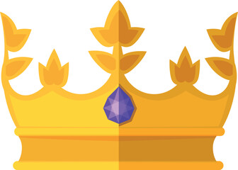 Queen crown with precious gem. Color jewelry icon