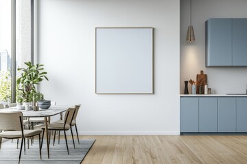 Poster Mockup in Kitchen Interior with White Wall created with Generative AI