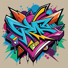 vector graffiti illustration with colorful abstract elements