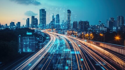 Fototapeta premium Cityscape with futuristic technology