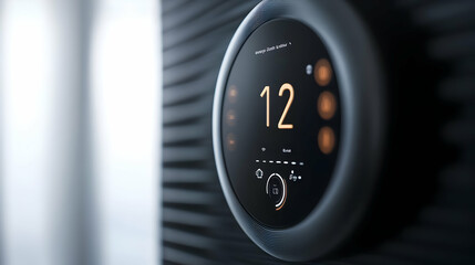 Modern Digital Thermostat with 12 Degree Temperature Display - Realistic Image
